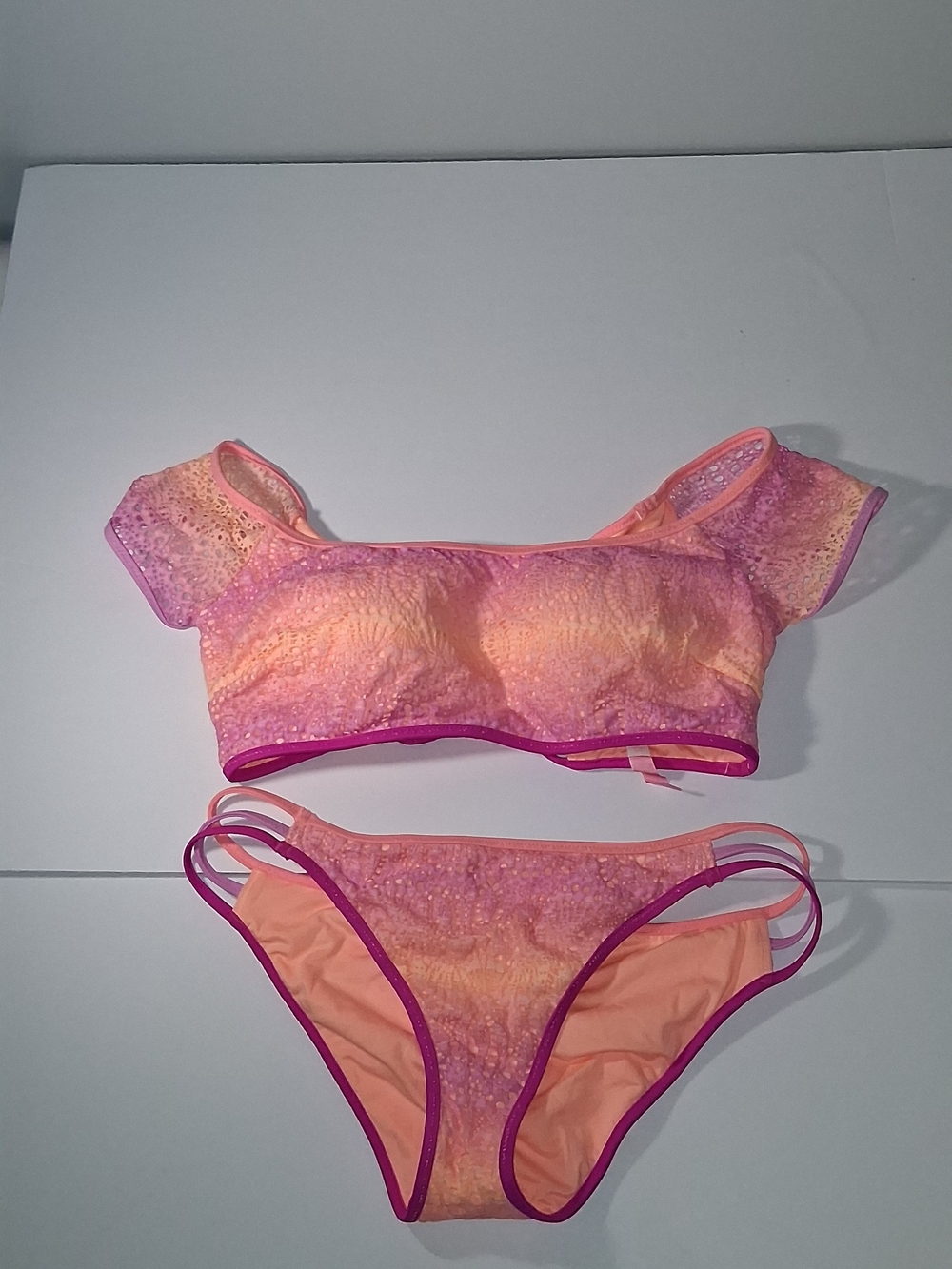 Victoria's Secret Tri-Color Lace-Trim Bikini Set Size Medium